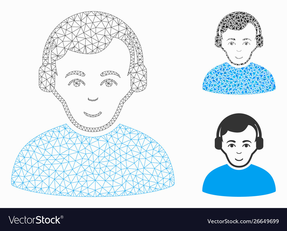 Radioman mesh wire frame model and triangle vector image Radioman mesh wire frame model and triangle