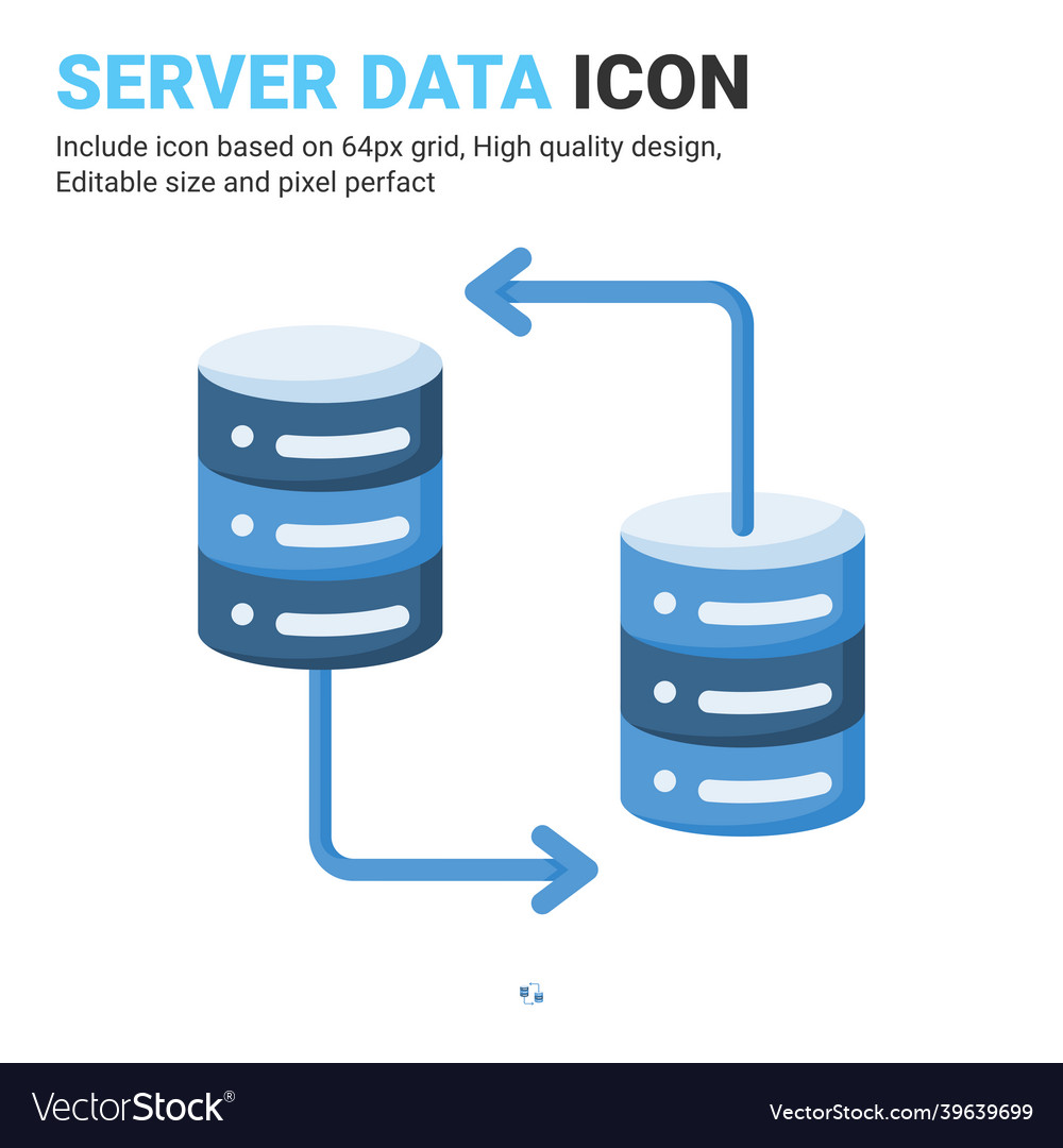 Server data icon with flat color style isolated vector image Server data icon with flat color style isolated