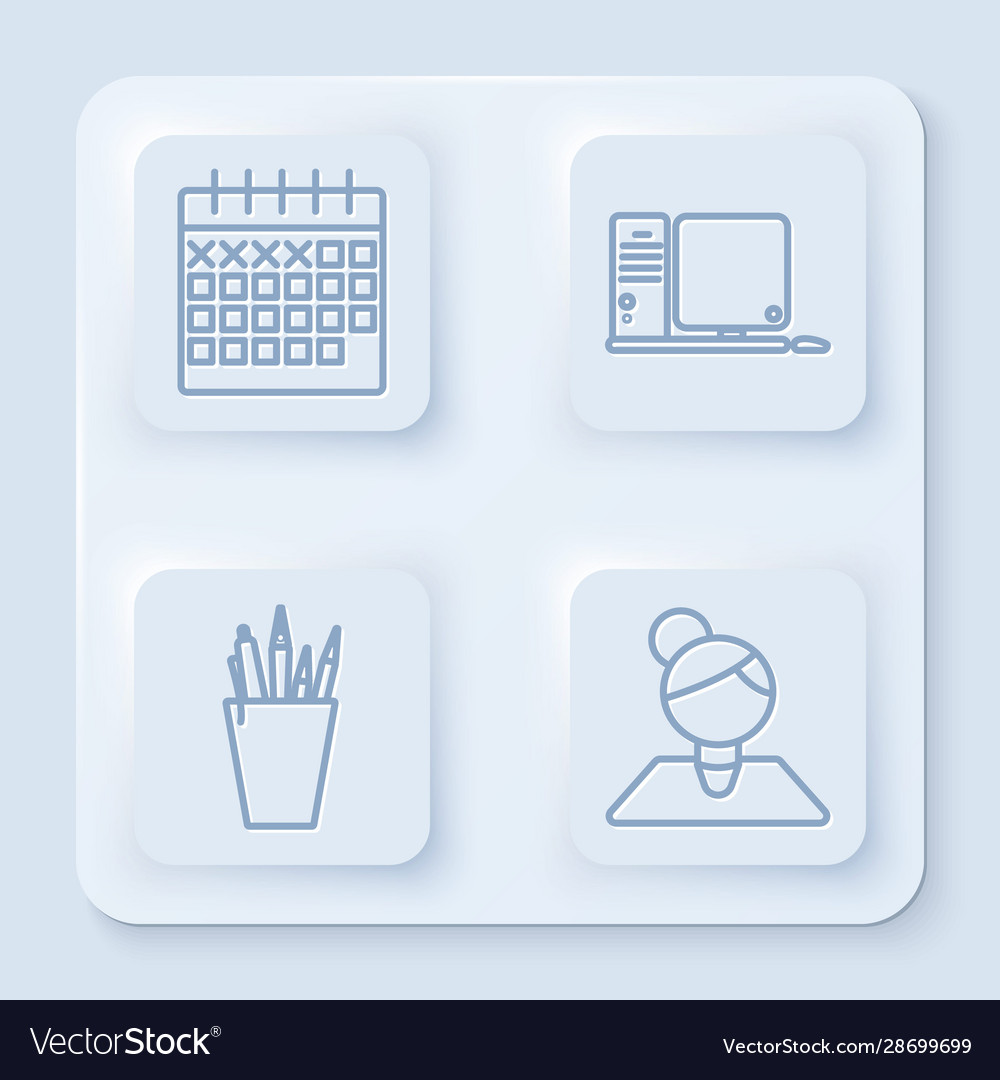 Set line calendar computer monitor with keyboard