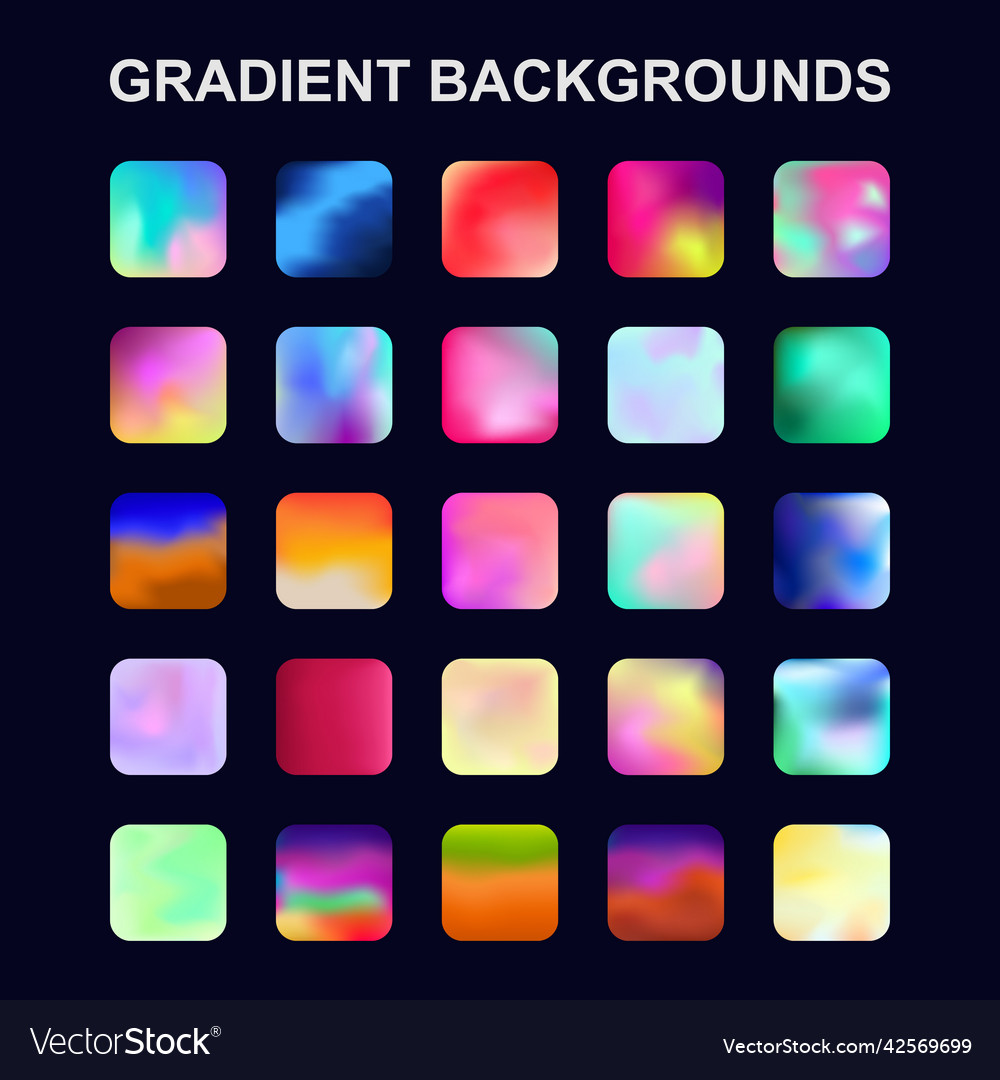 Set of 25 different gradient texture backgrounds