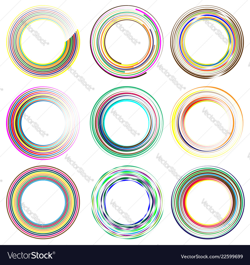 Set of random circle elements concentric circles vector image Set of random circle elements concentric circles