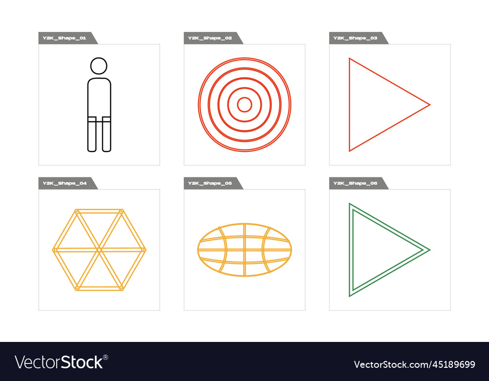 Set of y2k style objects large vector image Set of y2k style objects large