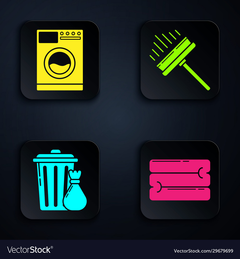 Set towel stack washer trash can and garbage Vector Image Set towel stack washer trash can and garbage