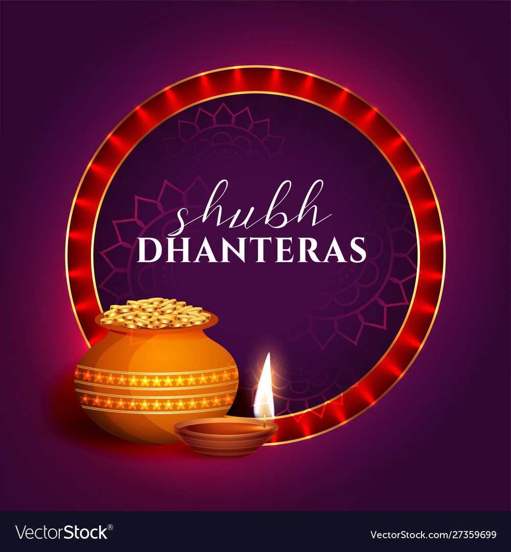 Shubh dhanteras festival card decorative Vector Image