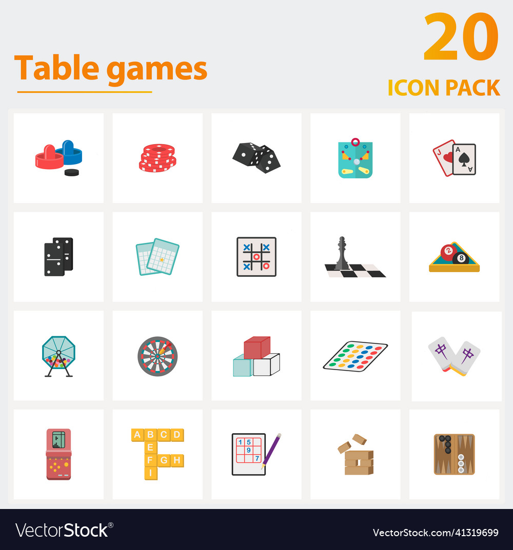 Table games icon set collection of simple