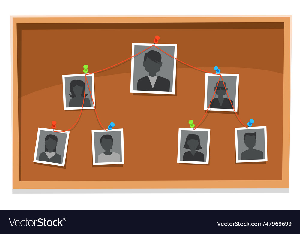 team-structure-chart-company-members-board-pinned-vector-image