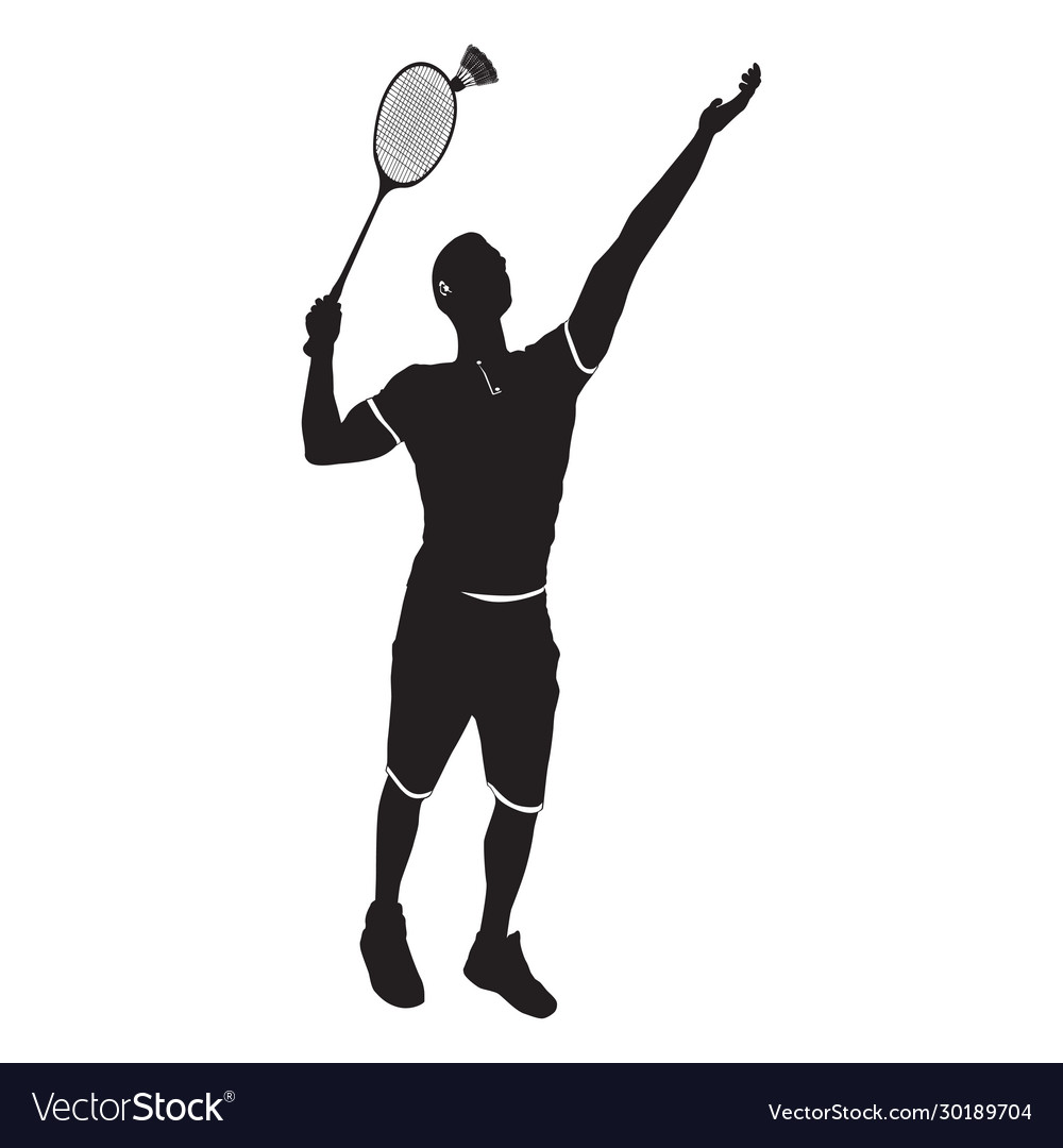 Badminton player with racket and shuttlecock Vector Image Badminton player with racket and shuttlecock