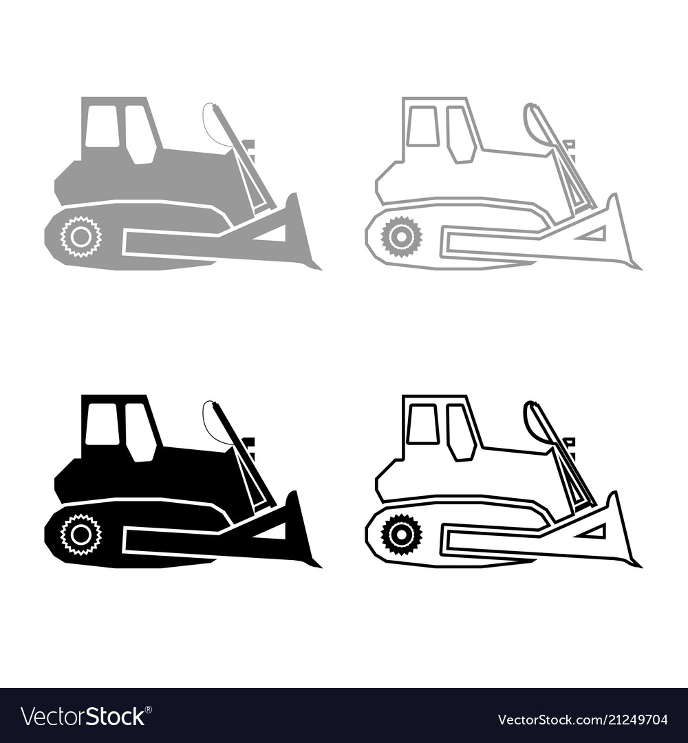 Bulldozer icon outline set grey black color