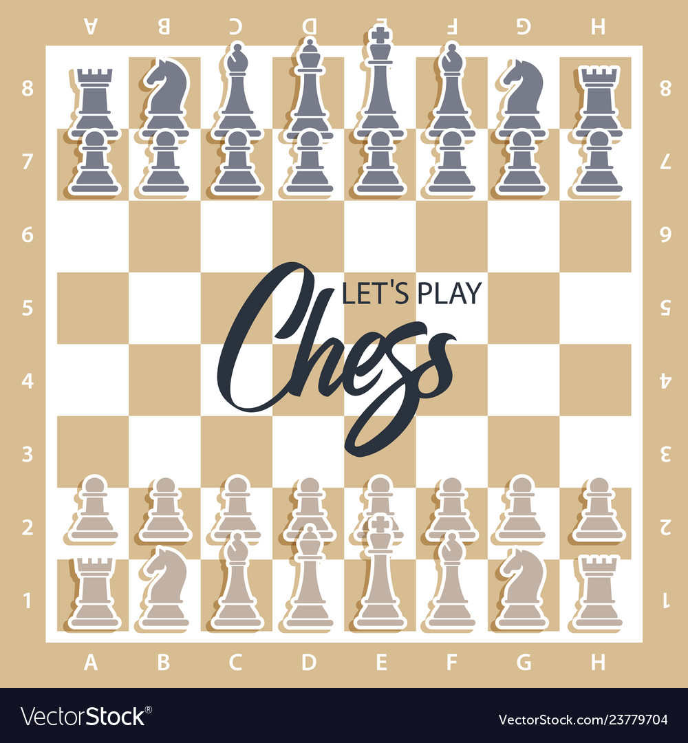 Chess board with figures Royalty Free Vector Image