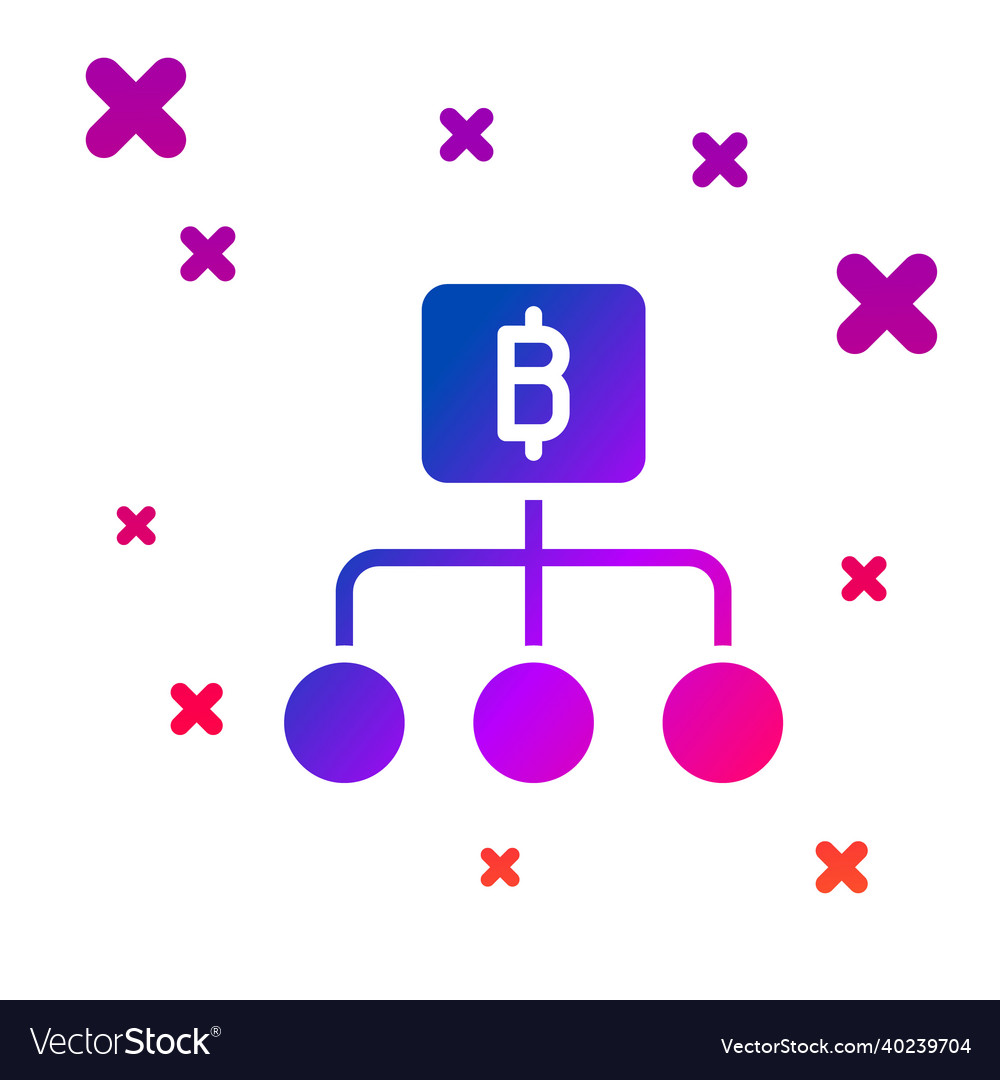 Color blockchain technology bitcoin icon isolated