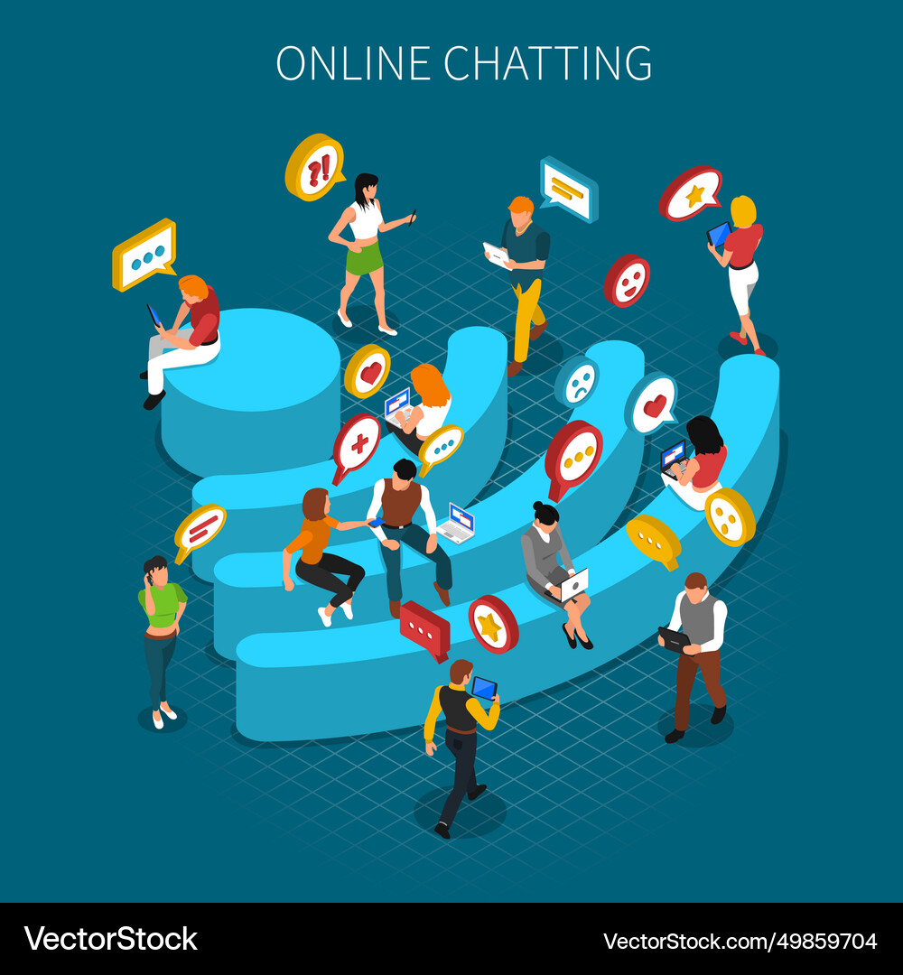 Communication isometric concept Royalty Free Vector Image