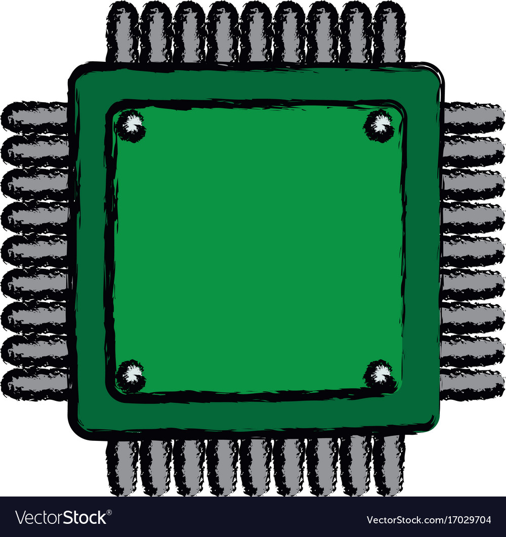 Computer microchip circuit hardware element icon