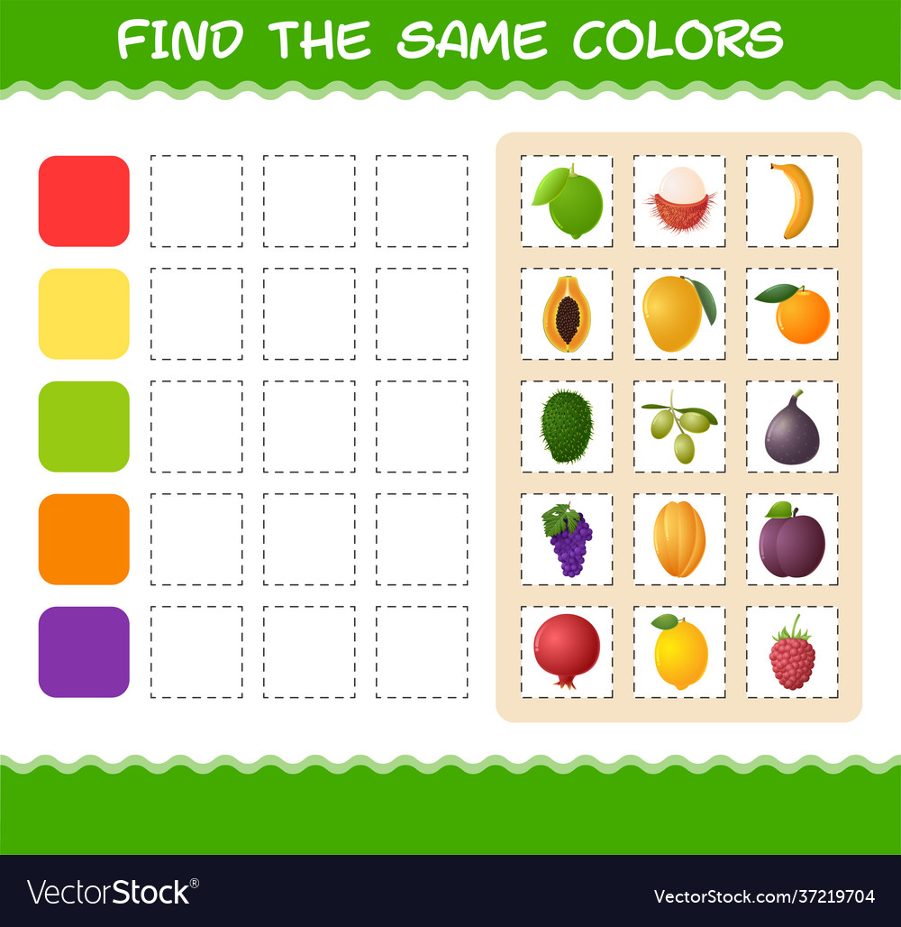 Find same colors fruits searching and matching