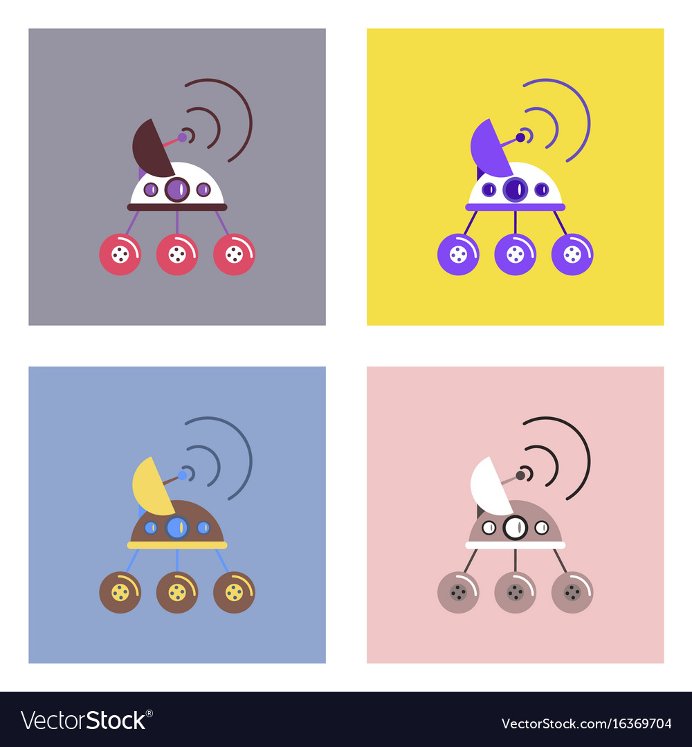 Flat icon design collection spacecraft