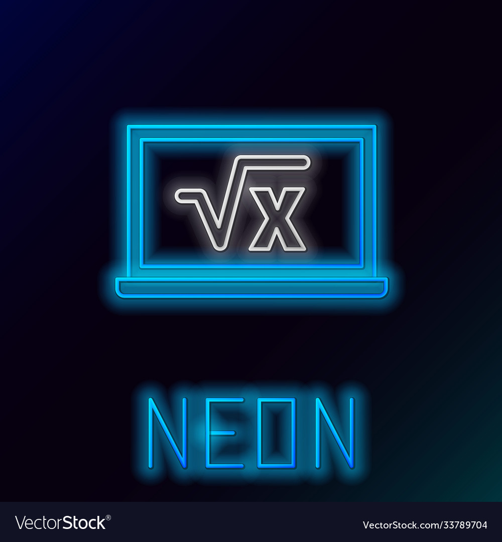 Glowing neon line square root x glyph