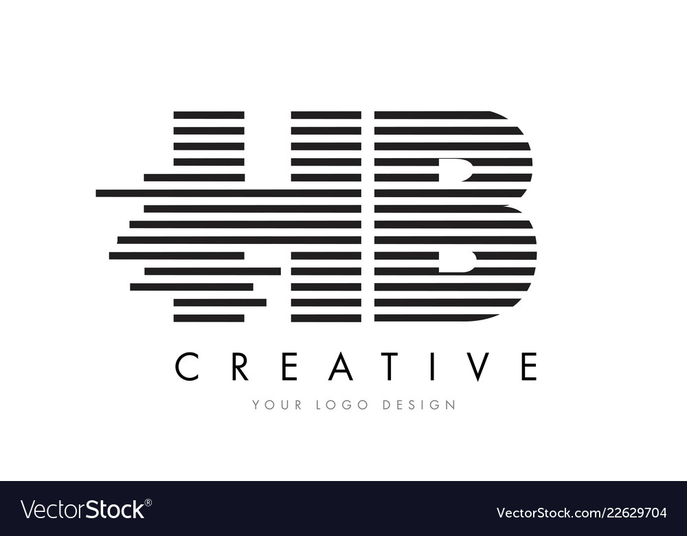 Hb h b zebra letter logo design with black