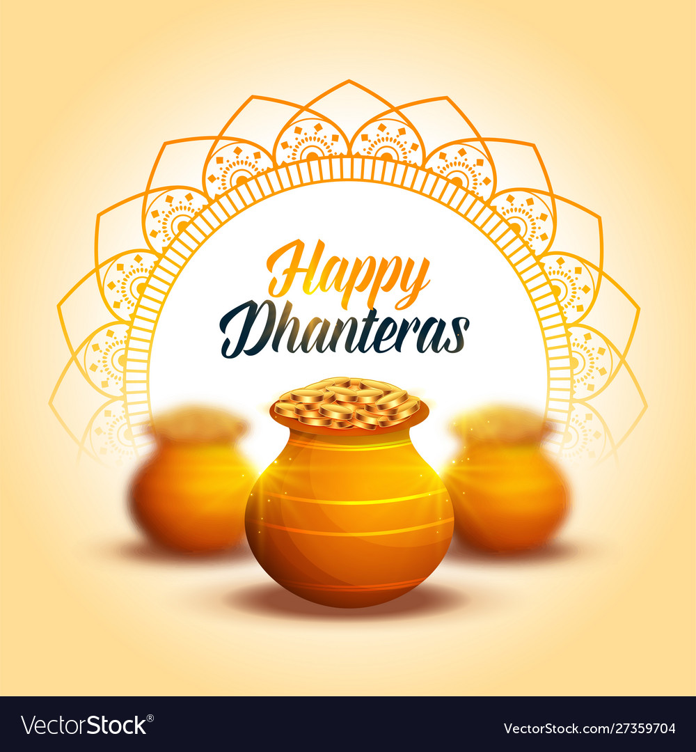 Lovely happy dhanteras decorative festival card Vector Image