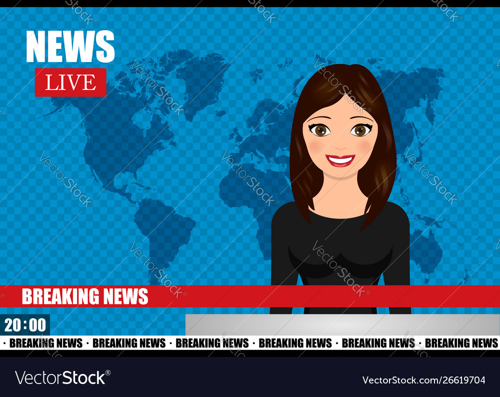 Newscaster Woman Reports Breaking News News Vector Image