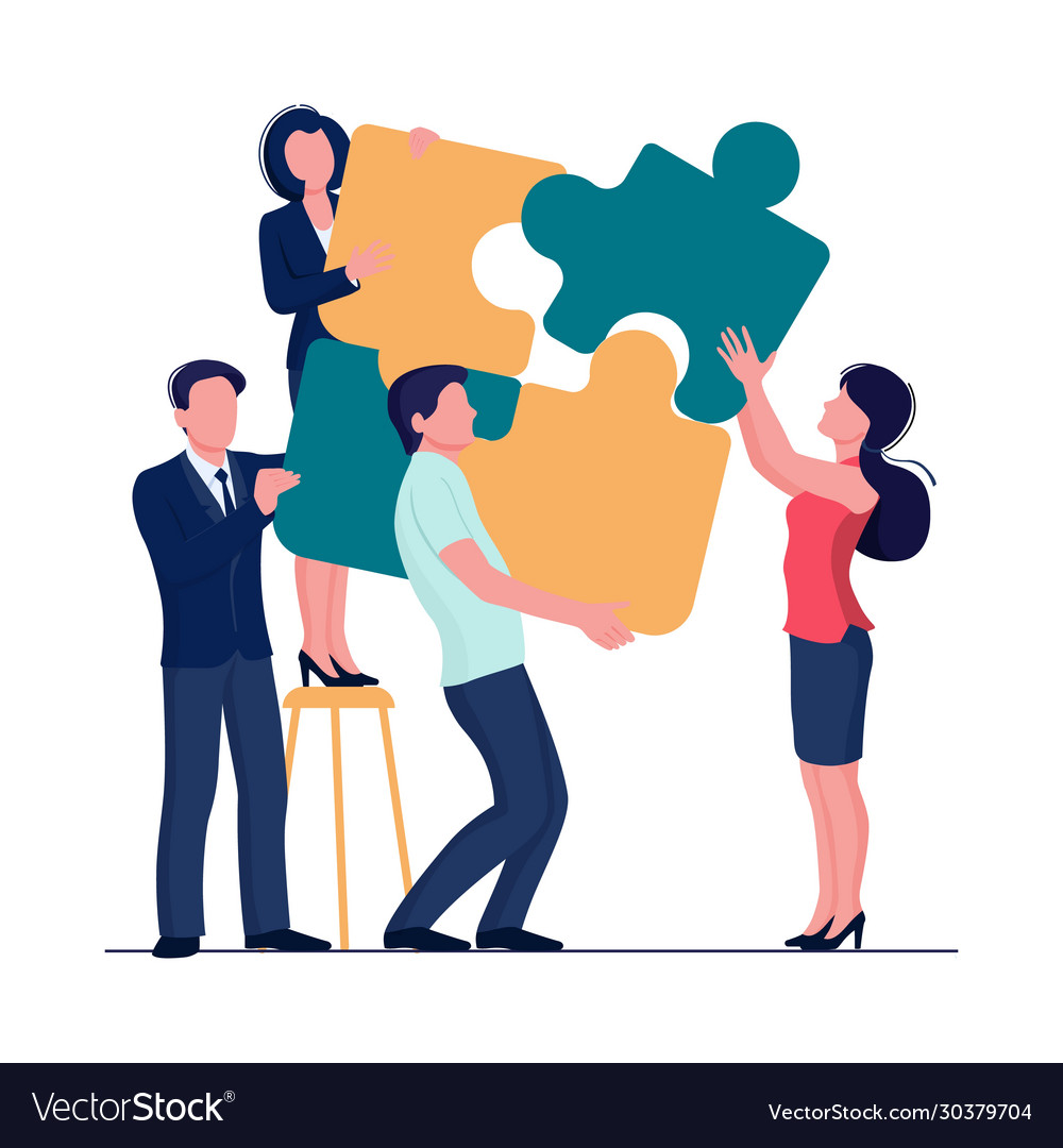 Puzzle team concept business person teamwork Vector Image