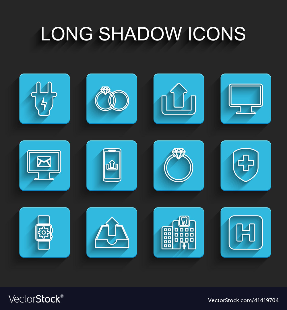 Set line smartwatch setting upload inbox vector image Set line smartwatch setting upload inbox