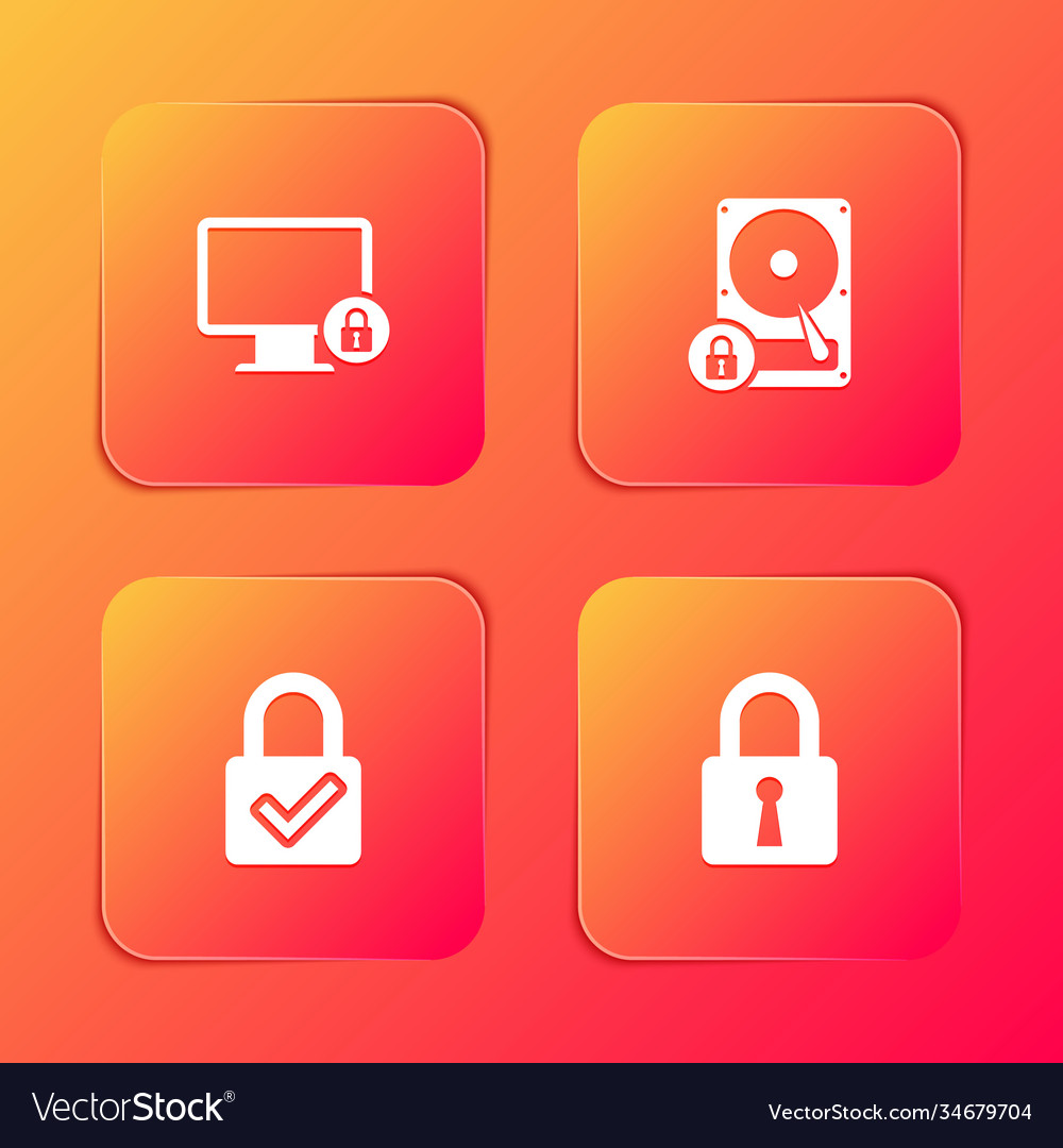 Set lock on monitor hard disk drive vector image Set lock on monitor hard disk drive