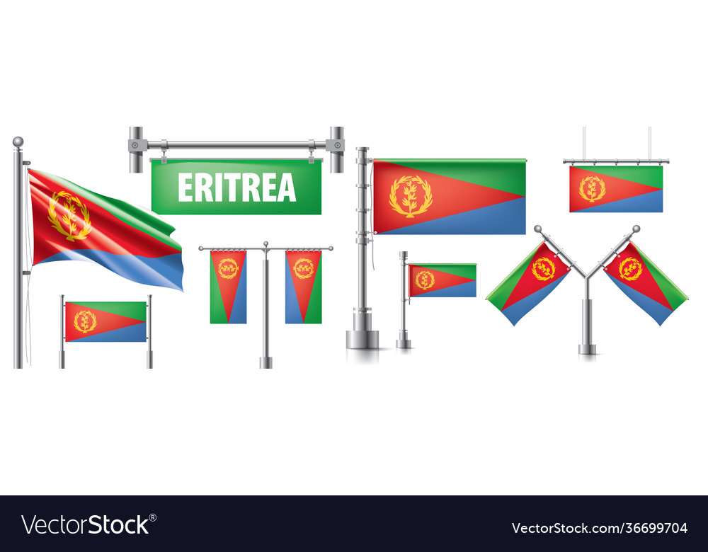 Set national flag eritrea vector image Set national flag eritrea