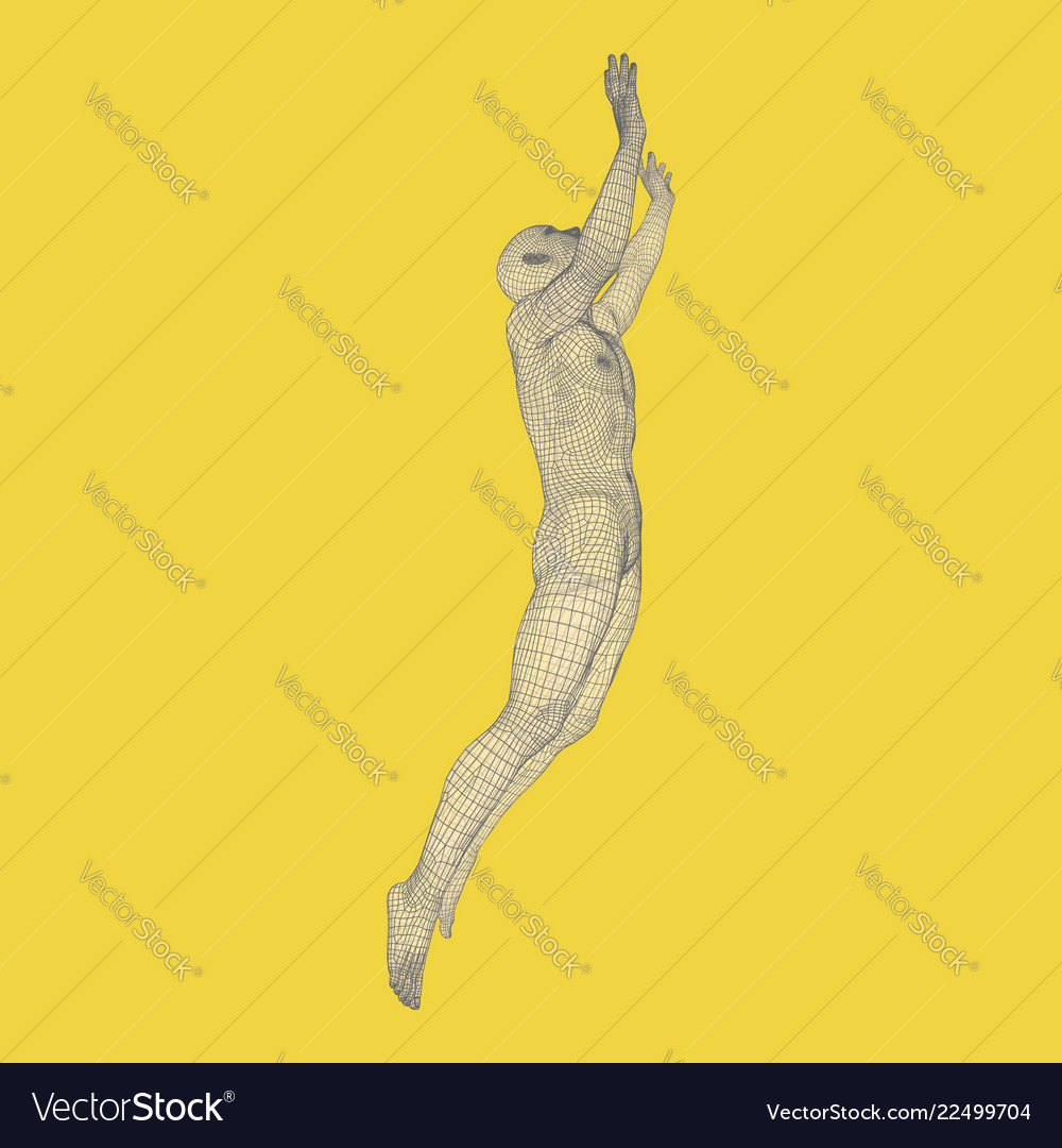 Silhouette of a jumping man 3d model