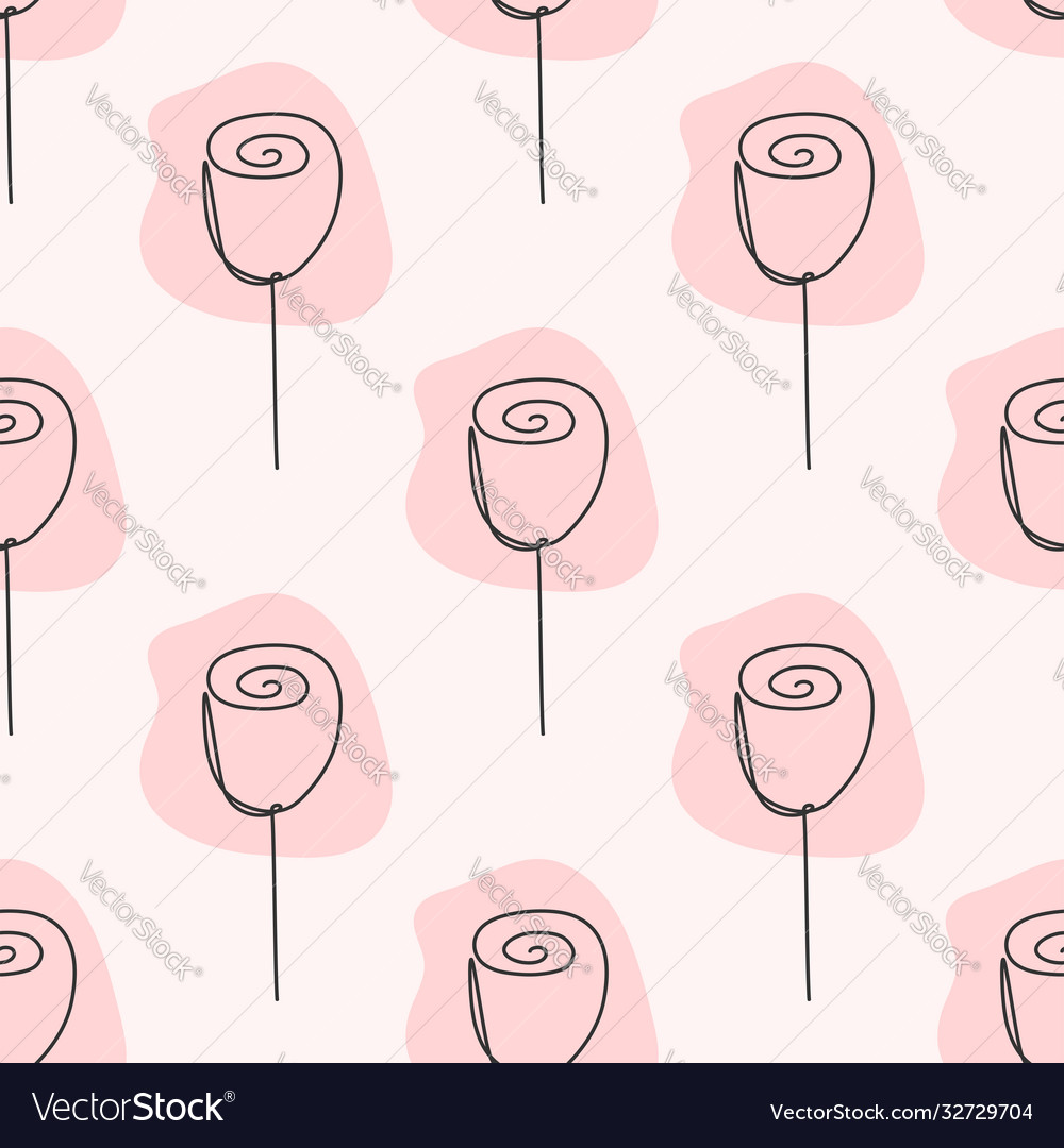 Simple seamless pattern with outlines roses