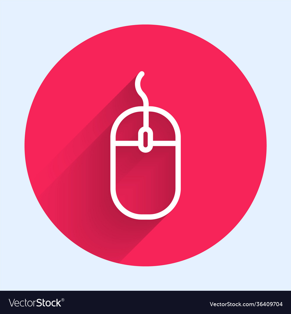 White line computer mouse icon isolated with long vector image White line computer mouse icon isolated with long