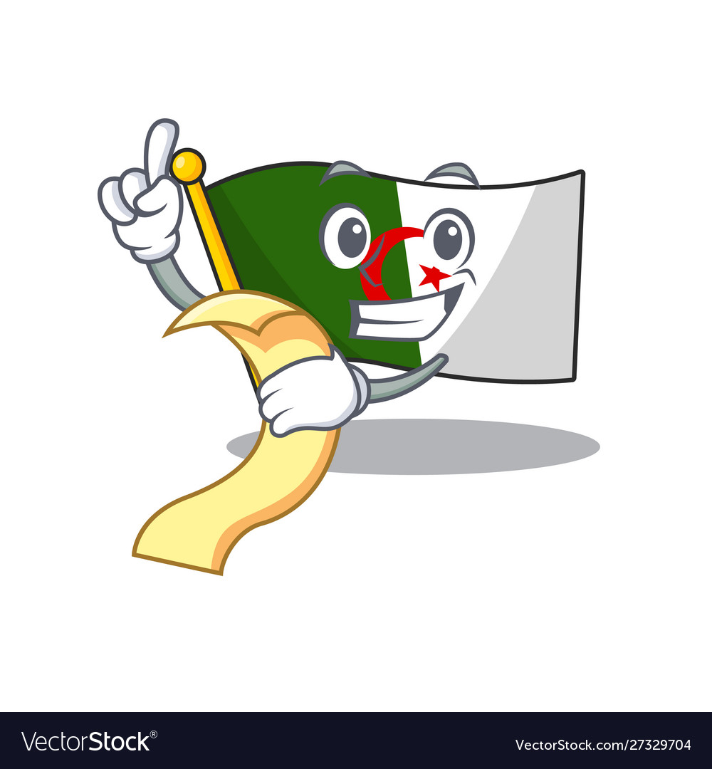 With menu flag algeria in character shape Vector Image With menu flag algeria in character shape