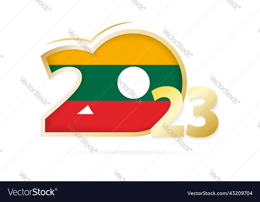 Year 2023 with lithuania flag pattern
