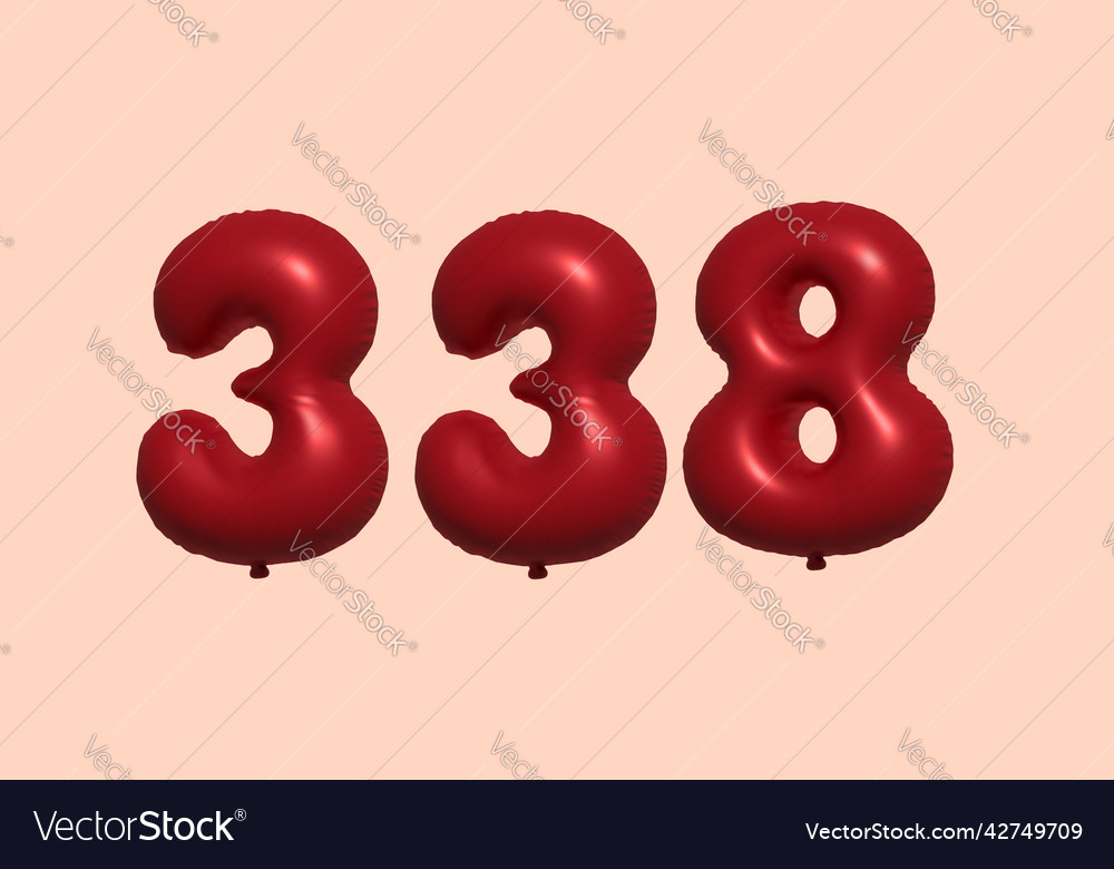 338 3d number balloon made of realistic metallic