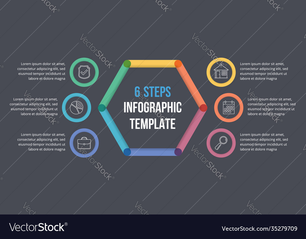 6 steps infographics Royalty Free Vector Image