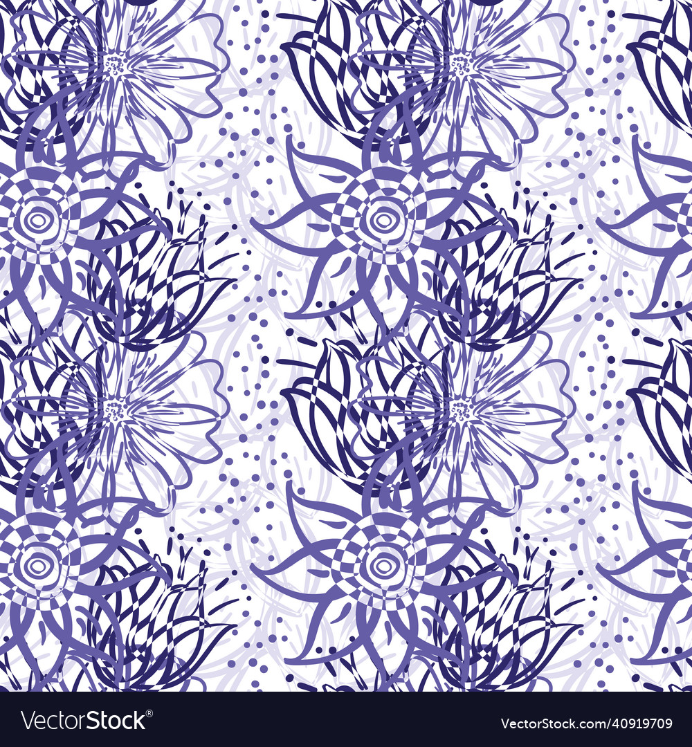 Abstract wild meadow flowers seamless