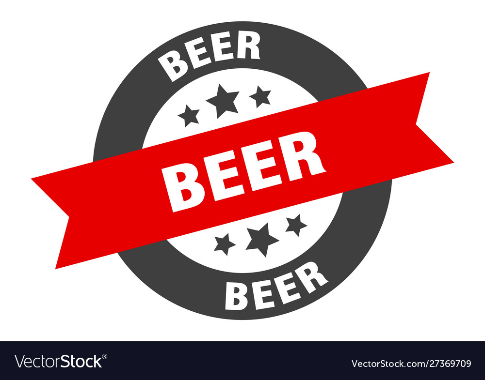 Beer sign black-red round ribbon sticker