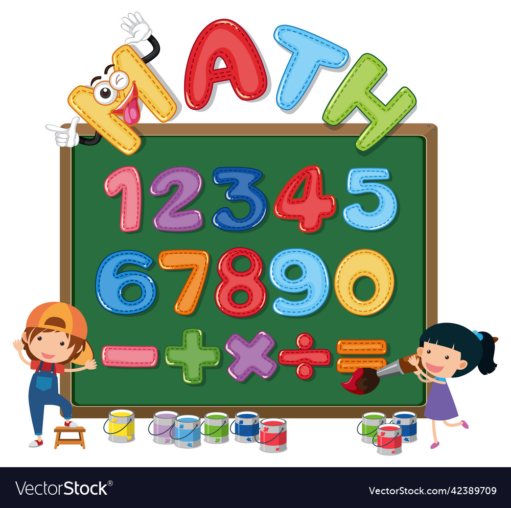 Counting numbers from zero to nine and math vector image Counting numbers from zero to nine and math