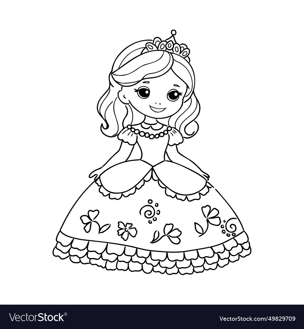 Cute Princess Coloring Page for Kids