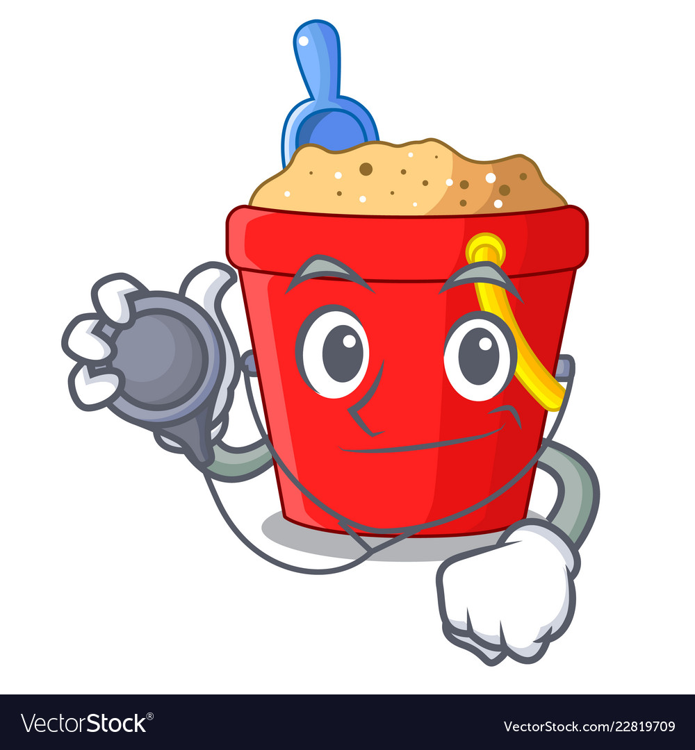 Arzt Strand Eimer Form mit Sand Cartoon Vector Image Arzt Strand Eimer Form mit Sand Cartoon