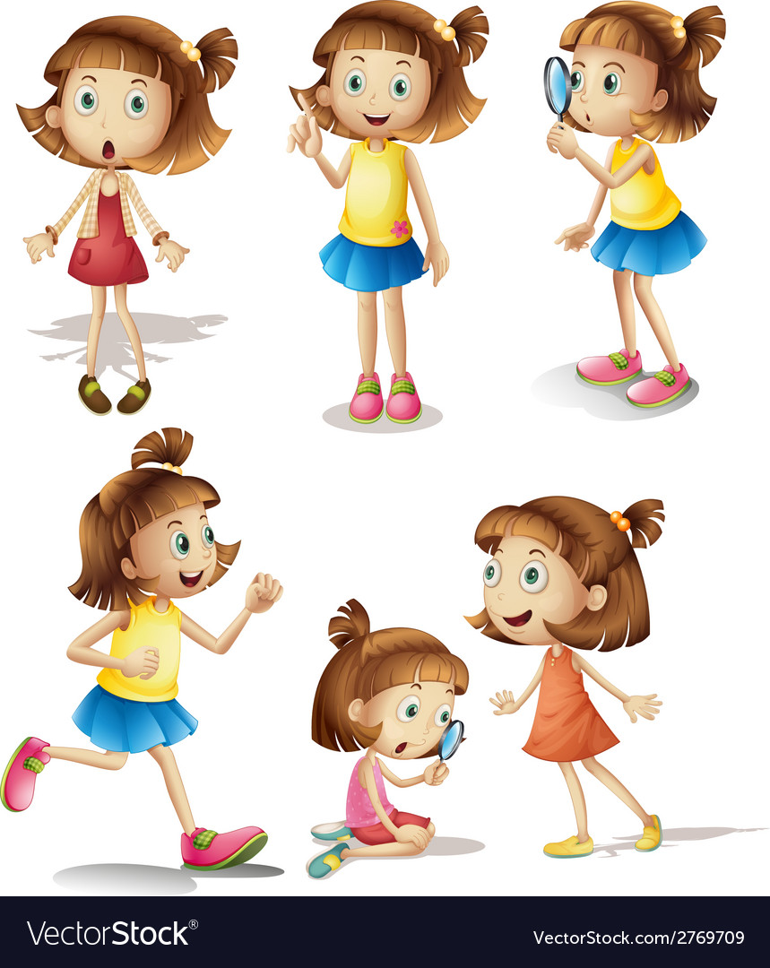 Girls actions Royalty Free Vector Image - VectorStock