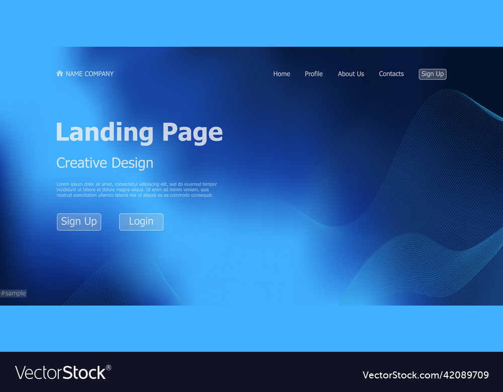 Gradient blue web template landing page digital Vector Image Gradient blue web template landing page digital