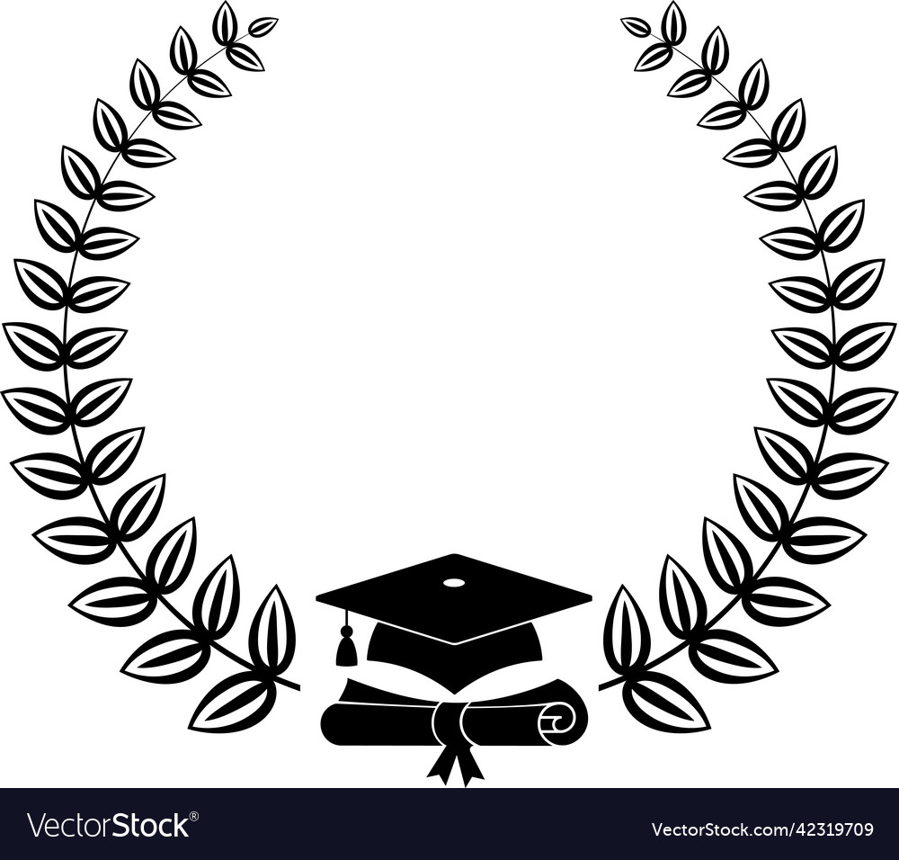 Graduation logo laurel wreath university graduate Vector Image