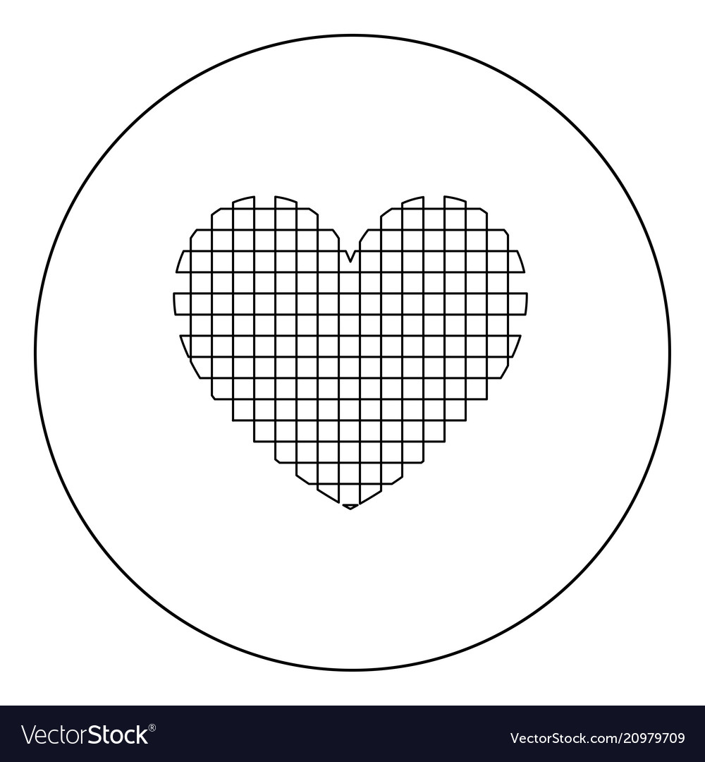 Heart with square icon black color in circle