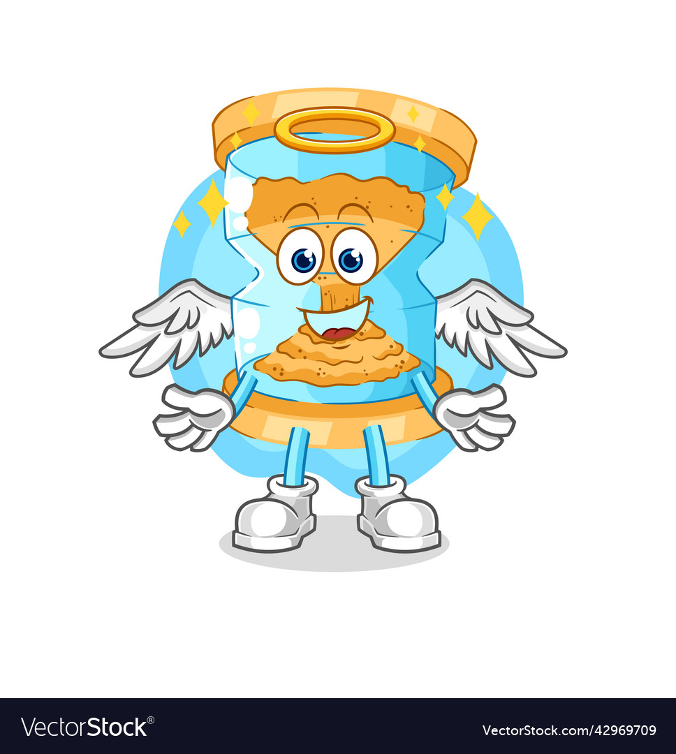 Hourglass angel with wings cartoon character