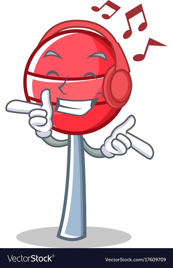 Listening music sweet lollipop character cartoon