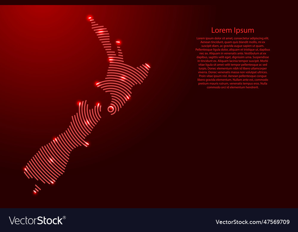 New zealand map from futuristic concentric red