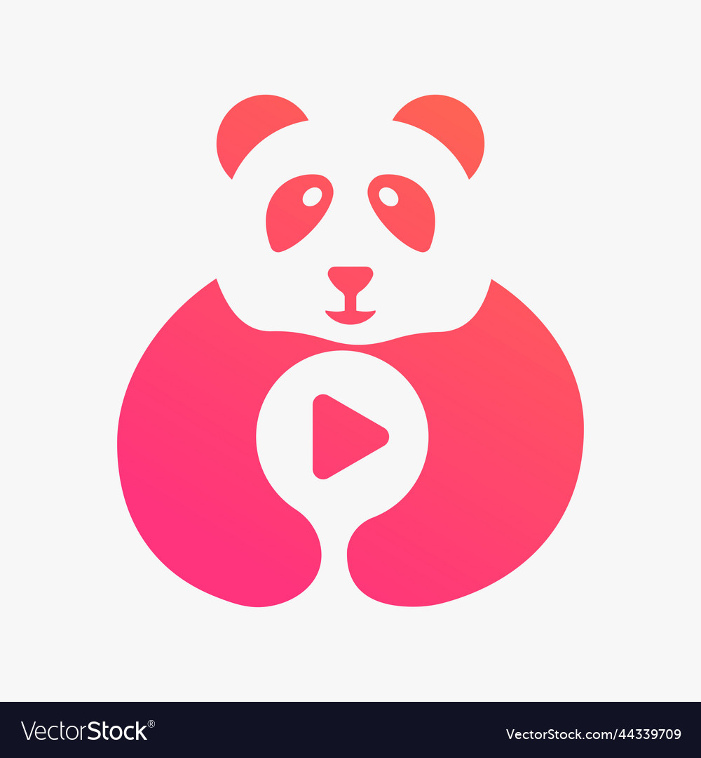 Panda play logo negative space concept template