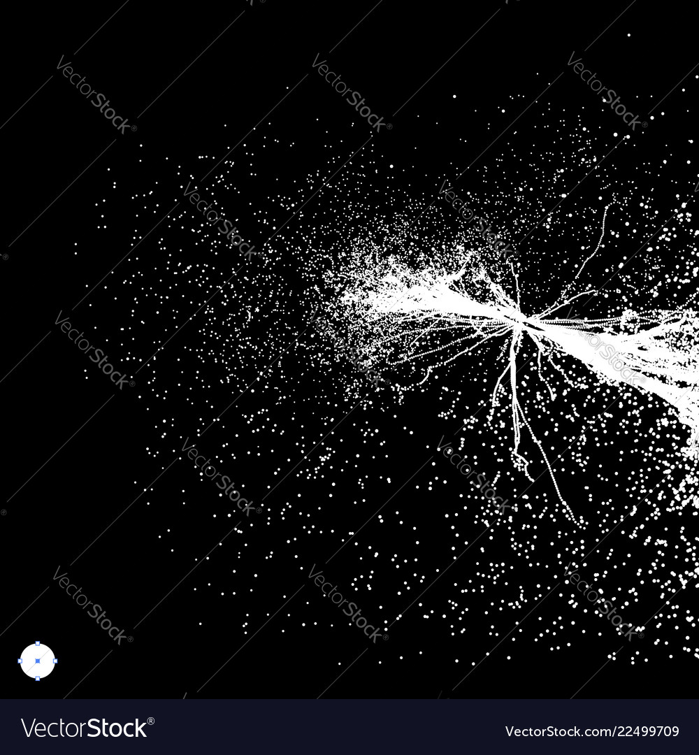 Point explode array with dynamic emitted particles vector image Point explode array with dynamic emitted particles