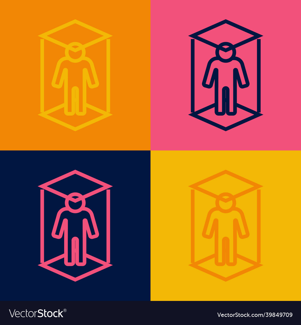 Pop art line 3d modeling icon isolated on color vector image Pop art line 3d modeling icon isolated on color