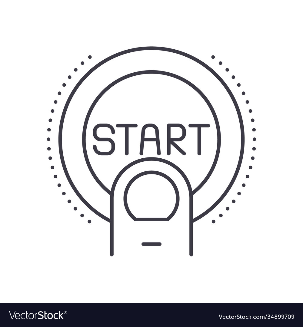Push start icon linear isolated vector image Push start icon linear isolated