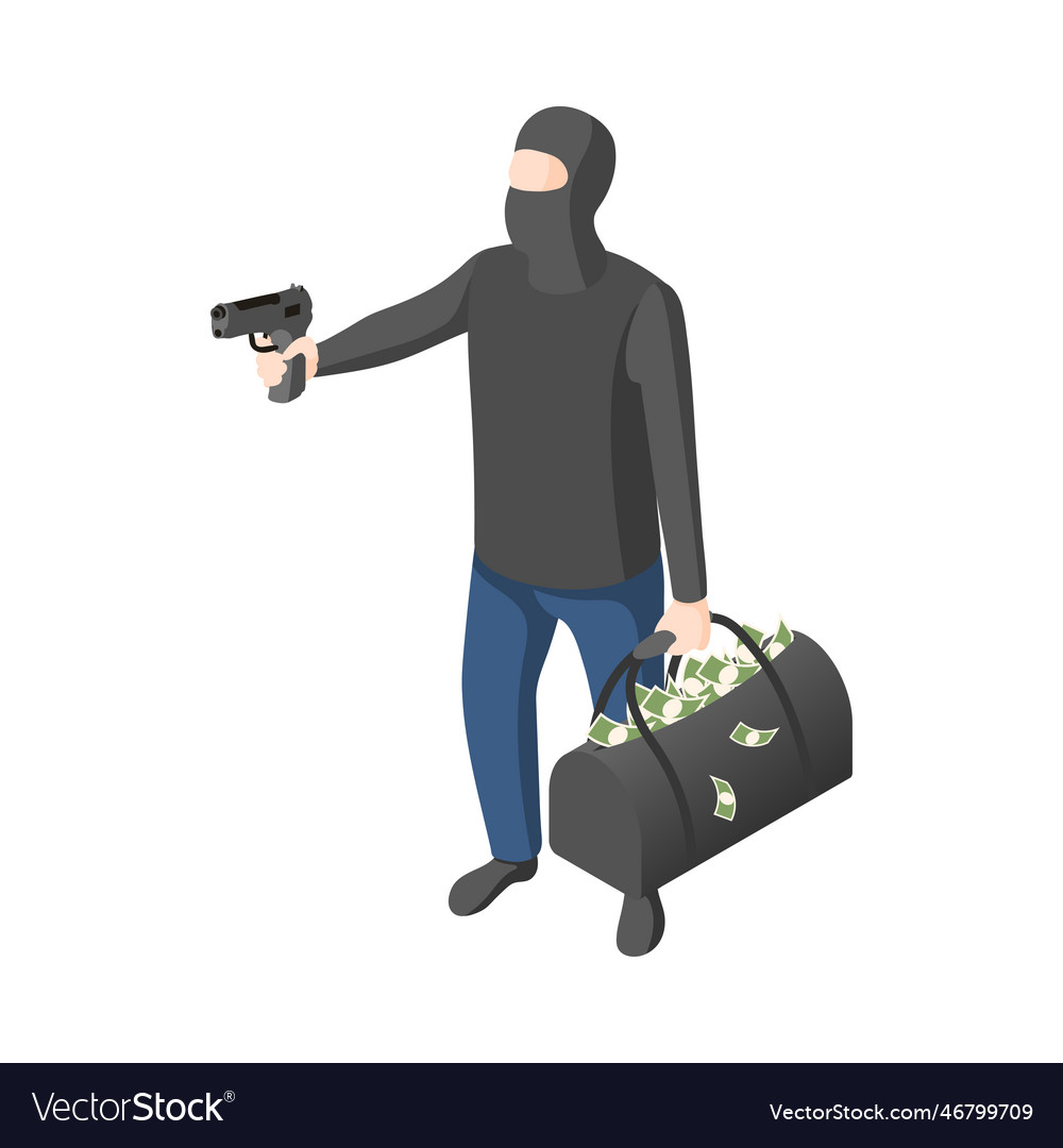 Robber isometric character Royalty Free Vector Image